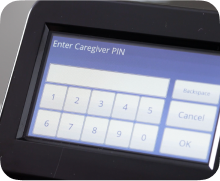 MedaCube sceen showing the caregive PIN entry screen
